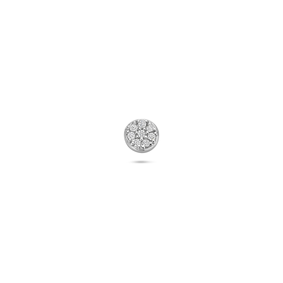 Gerhodineerde silberne Flat Back Piercing mit pavé-gesetzt Zirkonia in runder Form