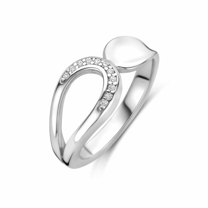 Zilveren damesring met zirkonia – gerhodineerd 925 zilver