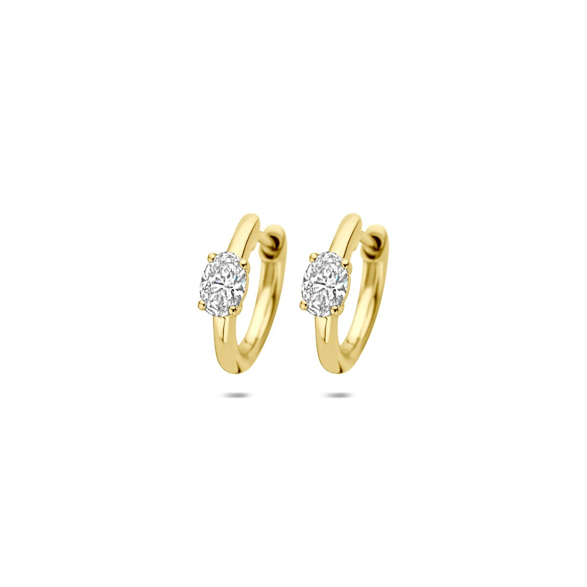 14k goldene Creolen mit lab-grown Diamanten in ovaler Form