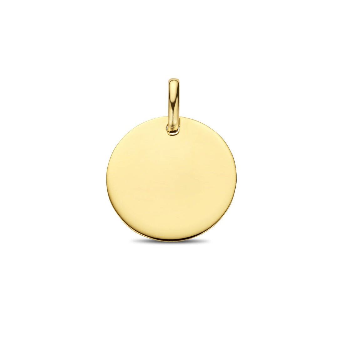 9k Geelgouden Graveerhanger Rond