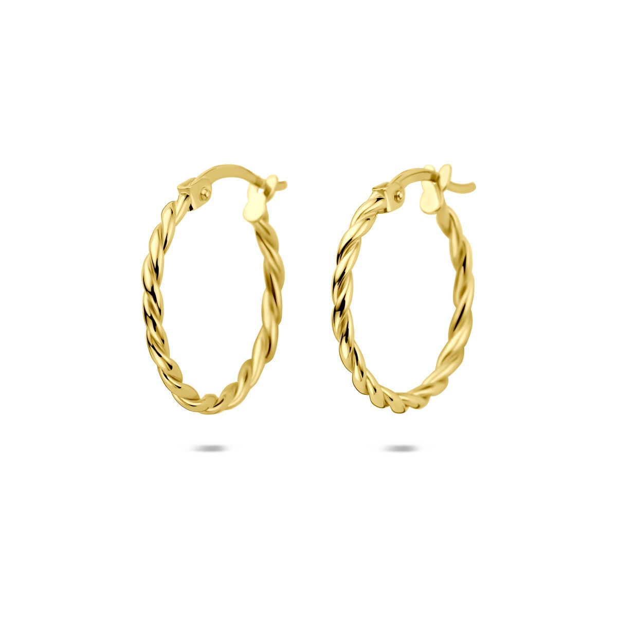 Gedrehte Ohringe aus 14k Gelbgold mit einem Durchmesser von 18 mm