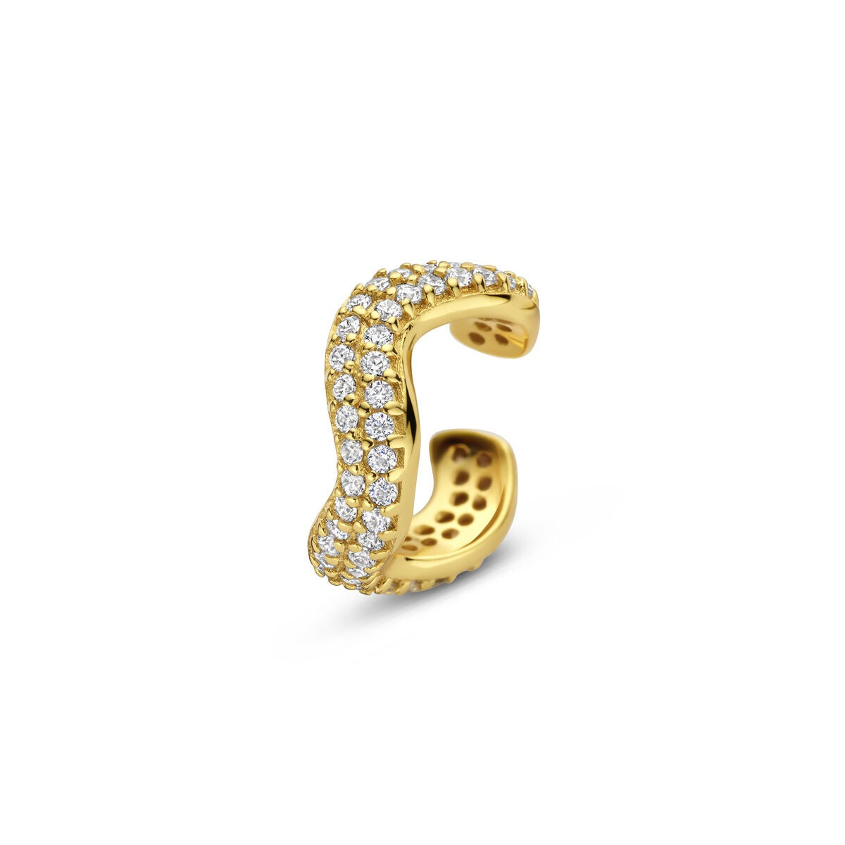 Vergoldeter Silber-Ear Cuff mit Zirkonia, geschwungene Form und funkelndem Detail