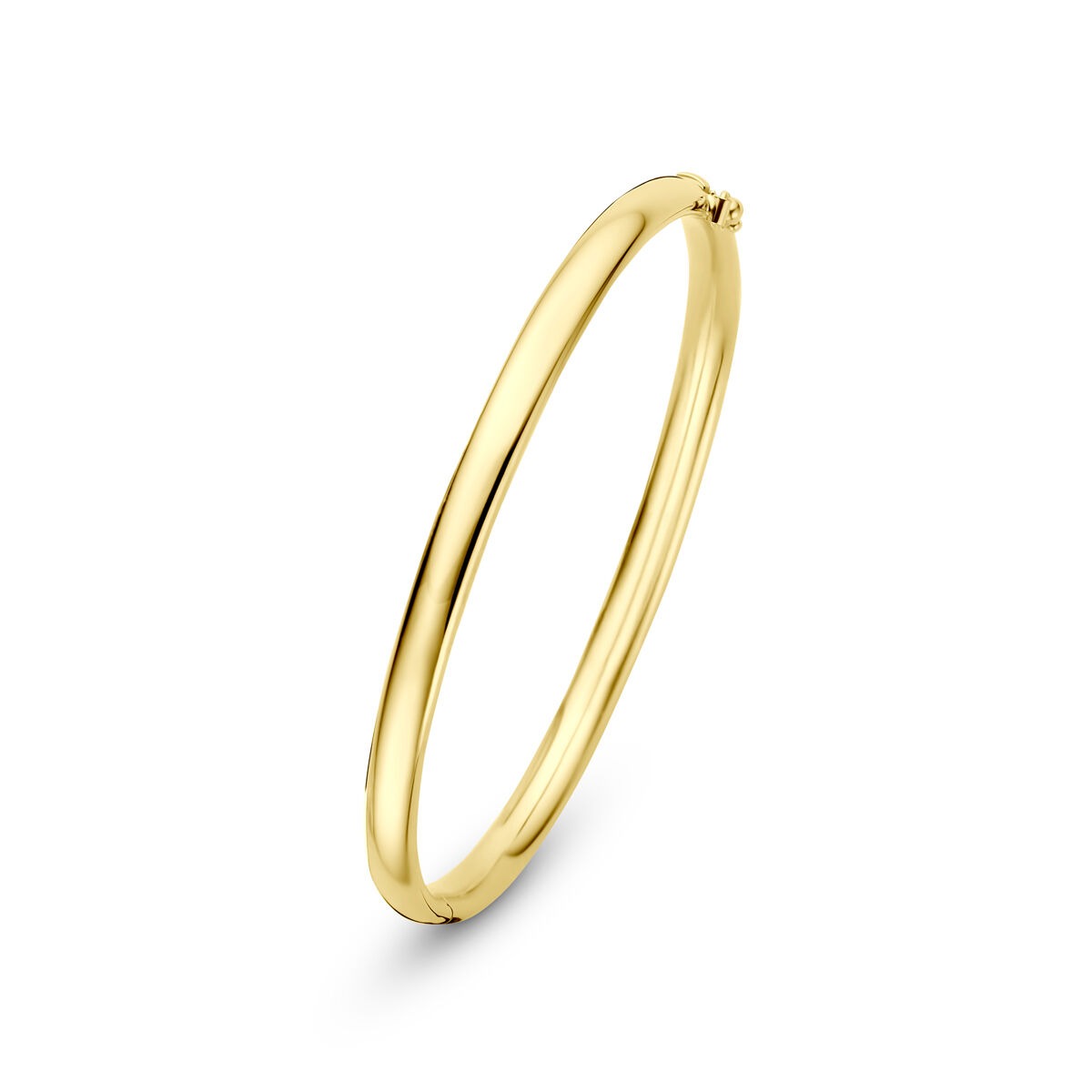 Damenarmband aus 14k Gelbgold, 5 mm breit, schlichtes, rundes Design ohne Verzierung