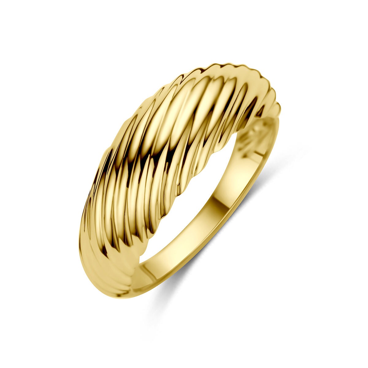 Gedrehte Ring aus 14k Gelbgold mit einer Breite von 7,5 mm
