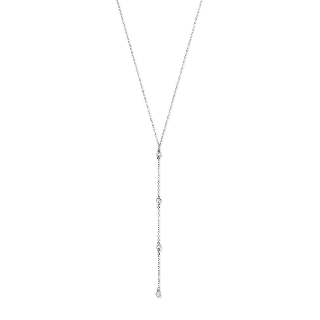 Gerhodineerd zilveren Y-collier met zirkonia
