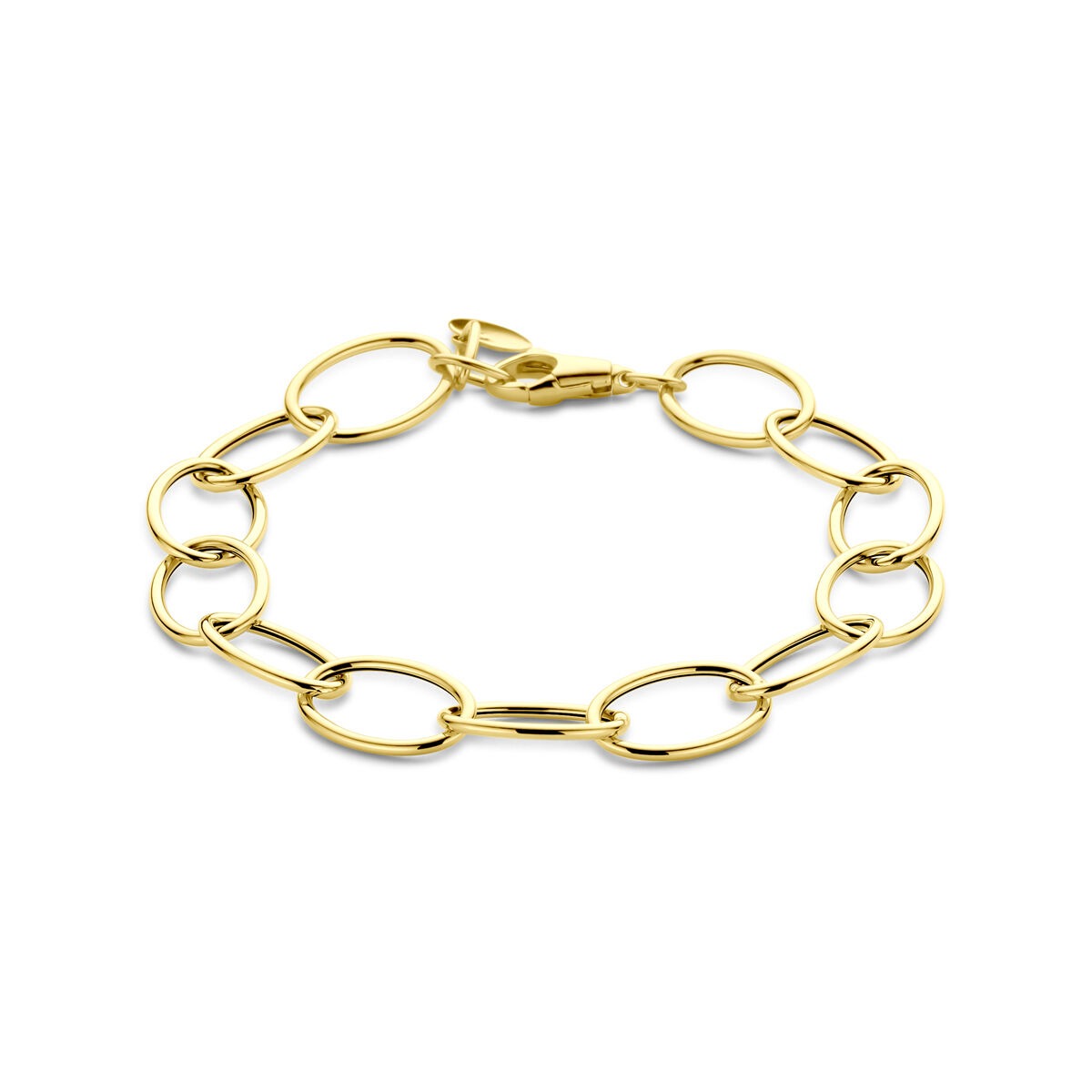 Damenarmband aus 14k Gelbgold mit ovalen Gliedern und Karabinerverschluss