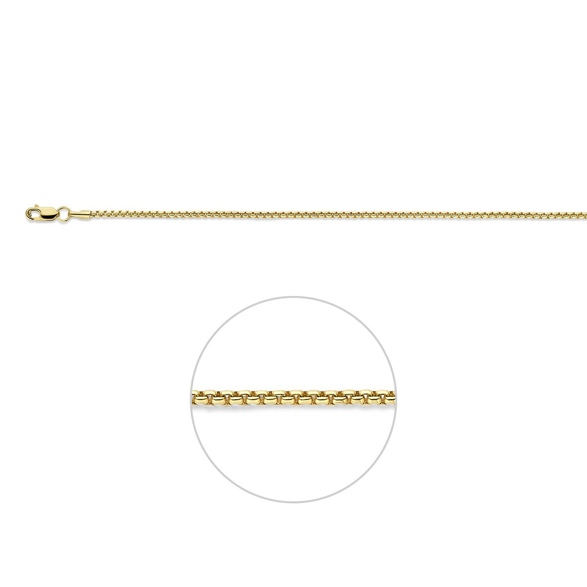 Venetianerkette aus 14k Gelbgold mit silbernem Kern, 45 cm lang