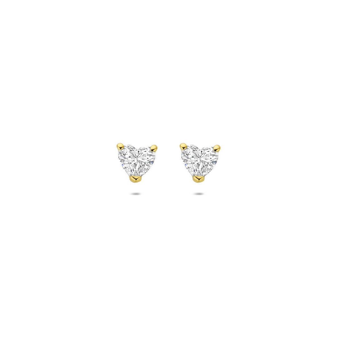 14k Geelgouden oorknopjes met hartvormige lab grown diamant 0.60ct