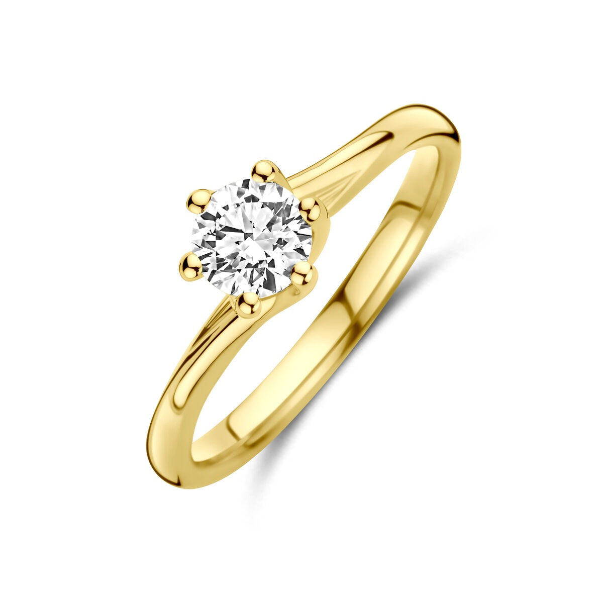 Ring aus 14 Karat Gelbgold mit 0,50 ct lab-grown Diamant in runder Fassung