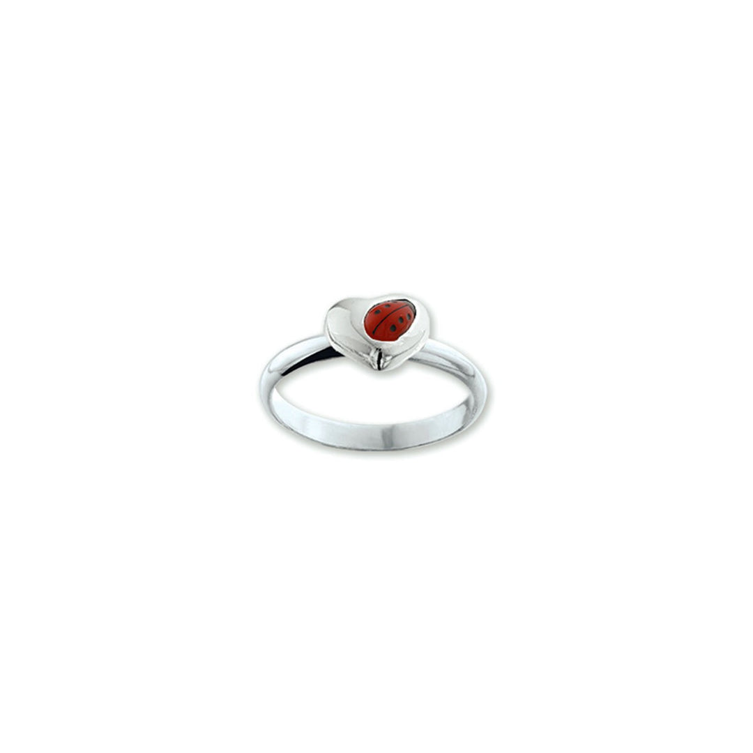 Ring Marienkäfer Herz Emaille rhodiniertes Silber