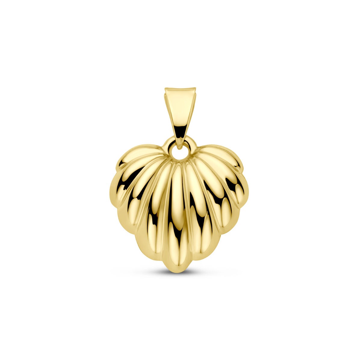 Herzanhänger aus 14k Gelbgold mit geschwungener, glänzender Oberfläche