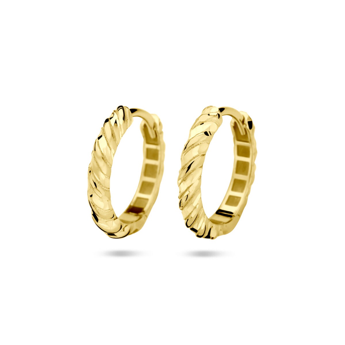 14k Gelbgoldene Klapp-Ohrringe mit gedrehtem Design