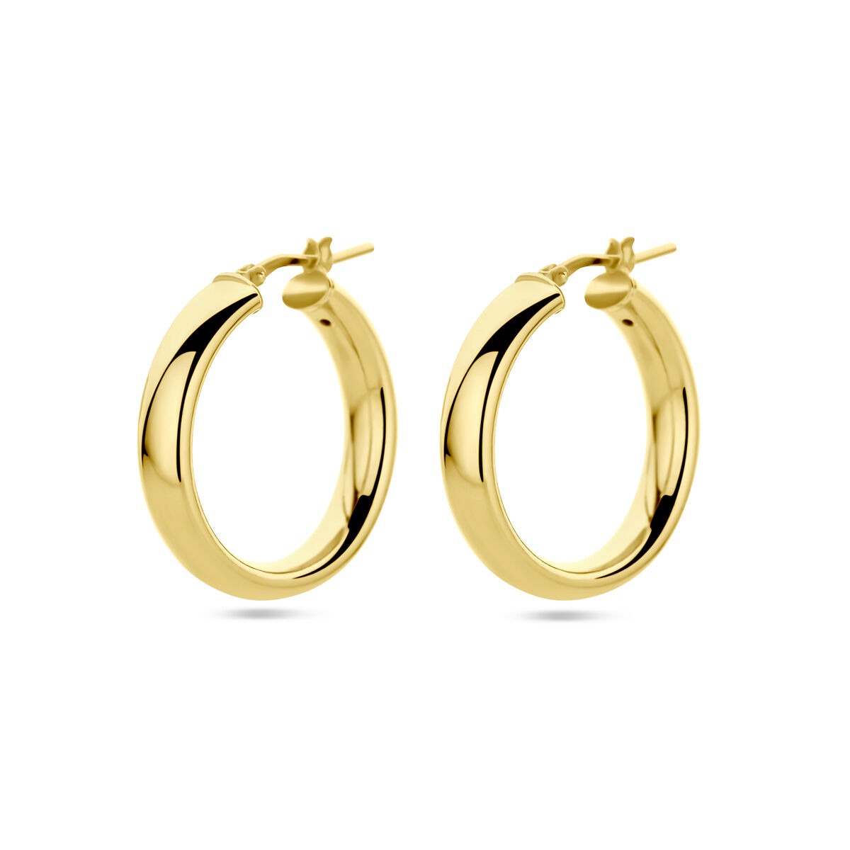 Vergoldete Silberohrringe für Damen, halb-rund, 26 mm, aus 925er Silber mit gelb-goldener Oberfläche