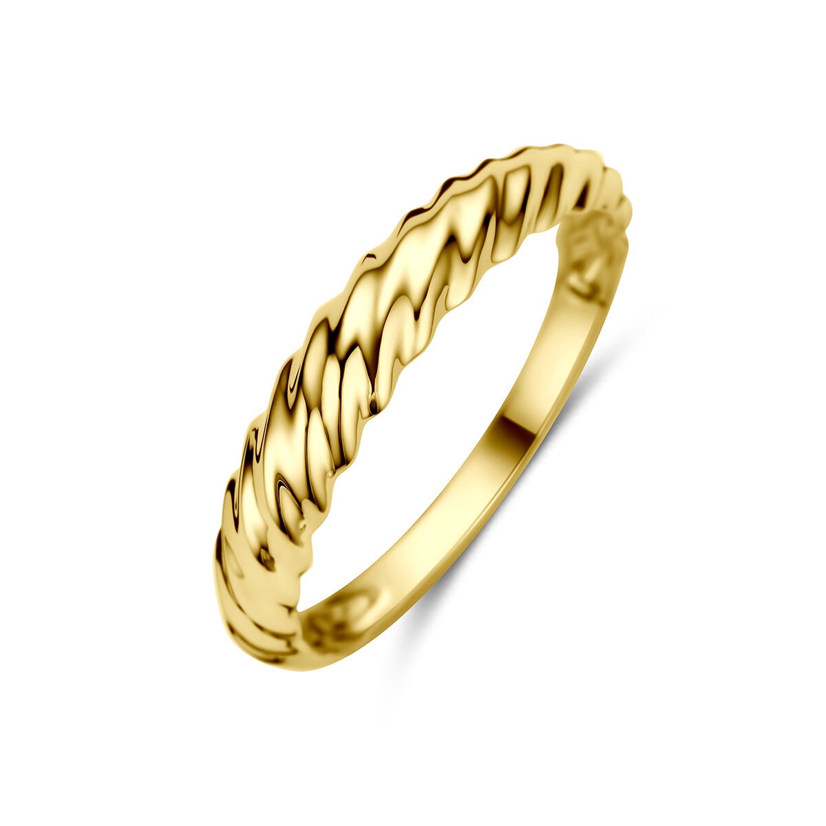 gedrehter Ring aus 9 Karat Gelbgold mit gewellter Oberfläche