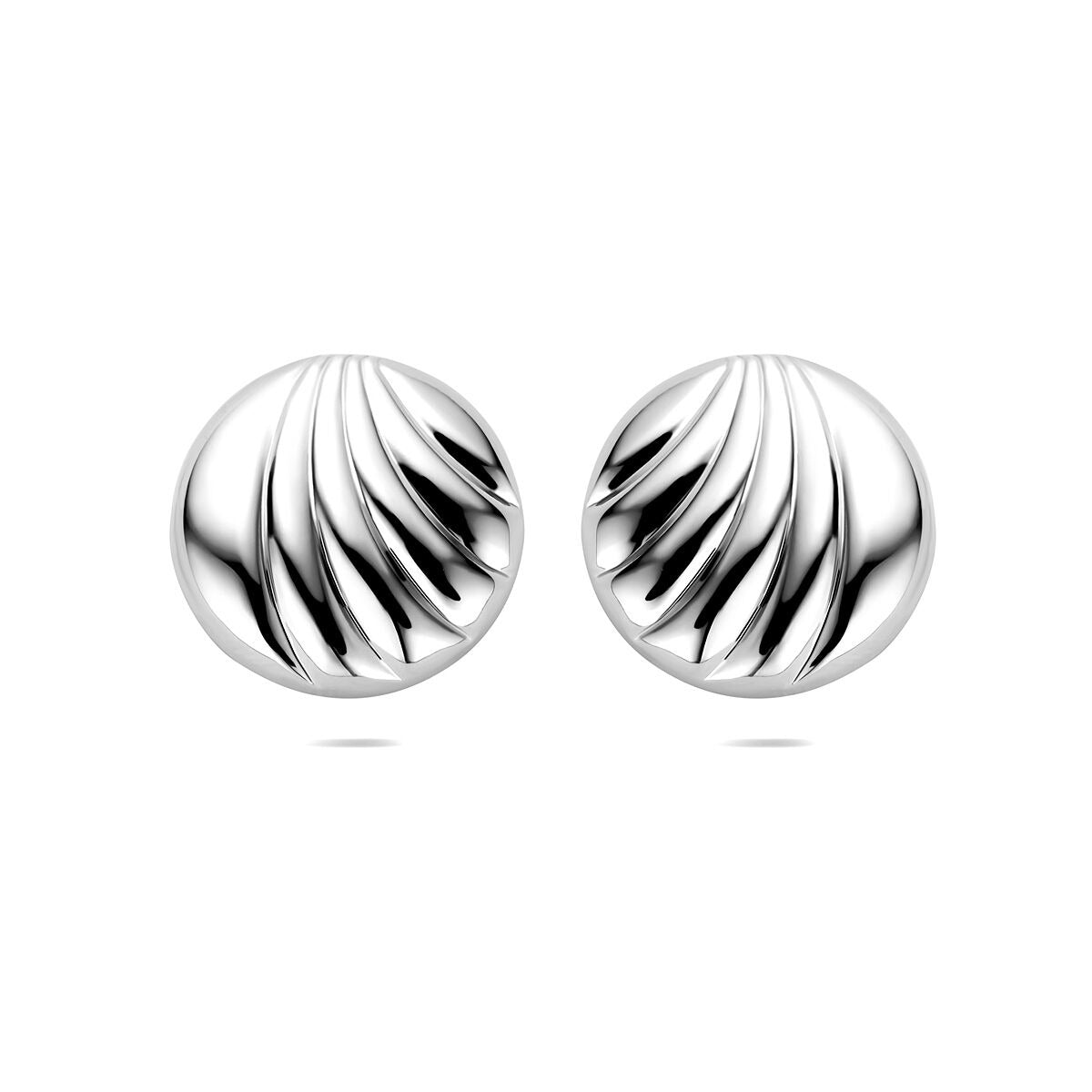 Gerhodinierte Damen-Ohrringe aus Silber mit gewelltem Design und einem Durchmesser von 18 mm