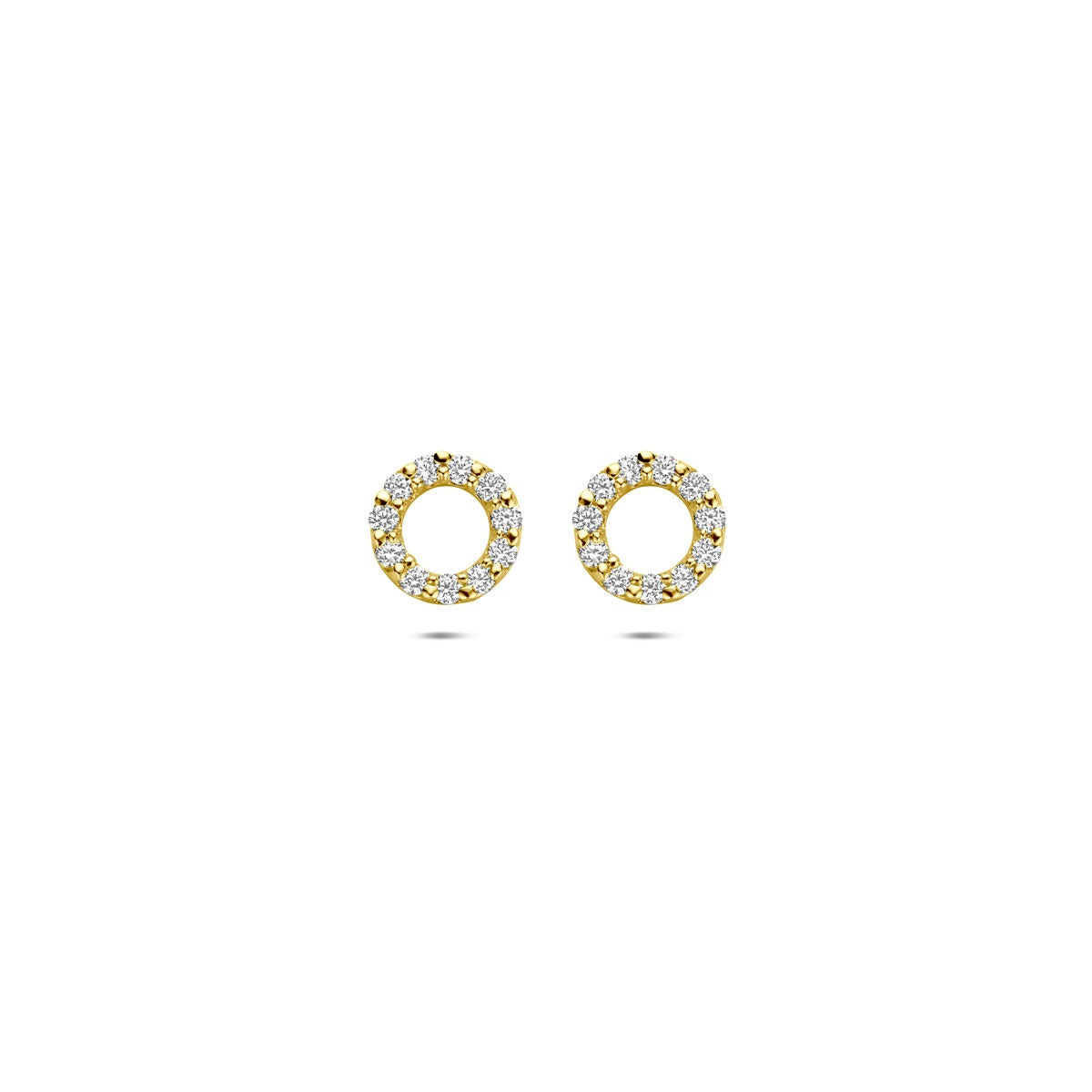 Goldene Ohrstecker aus 9 Karat Gelbgold mit Zirkonia in einer Entouragefassung