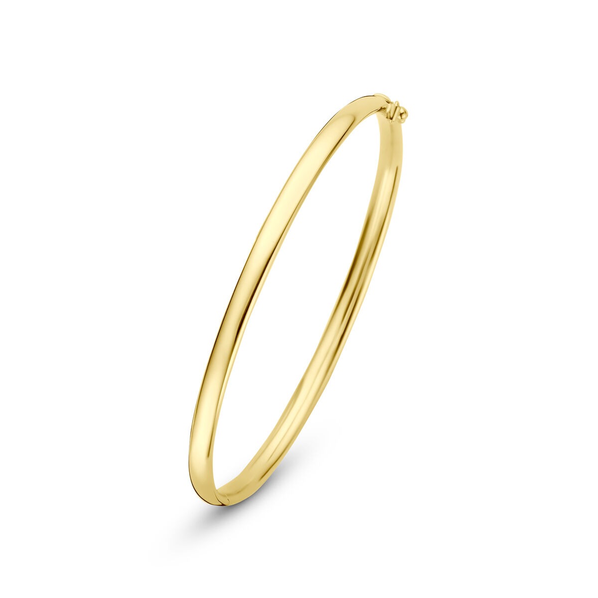 Bangle-Armband aus 9k Gelbgold mit ovalem Rohr und silbernem Kern