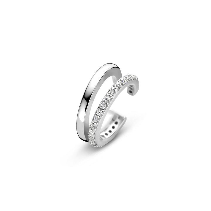 Zilveren ear cuff met zirkonia – gerhodineerd 925 zilver