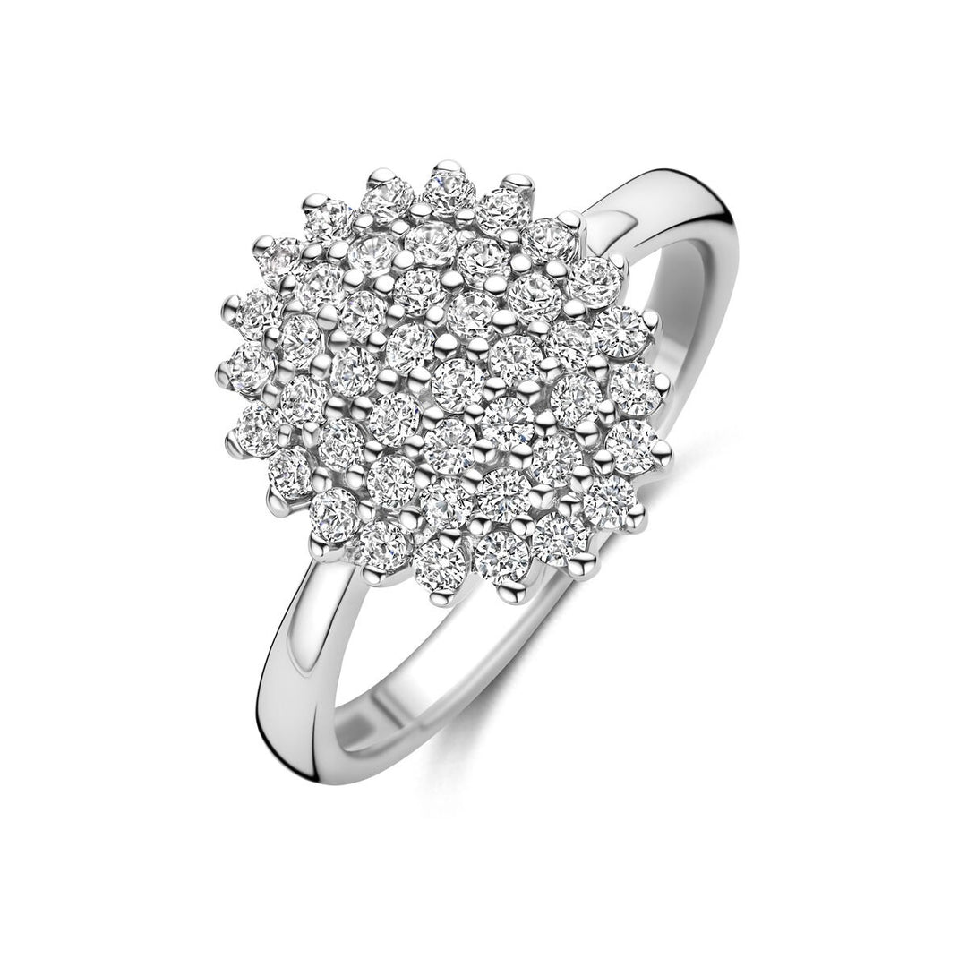 Gerhodineerd 925 zilveren ring met zirkonia