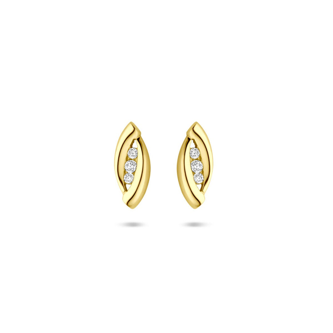 14k Geelgouden oorknoppen met zirkonia – sprankelend entourage ontwerp