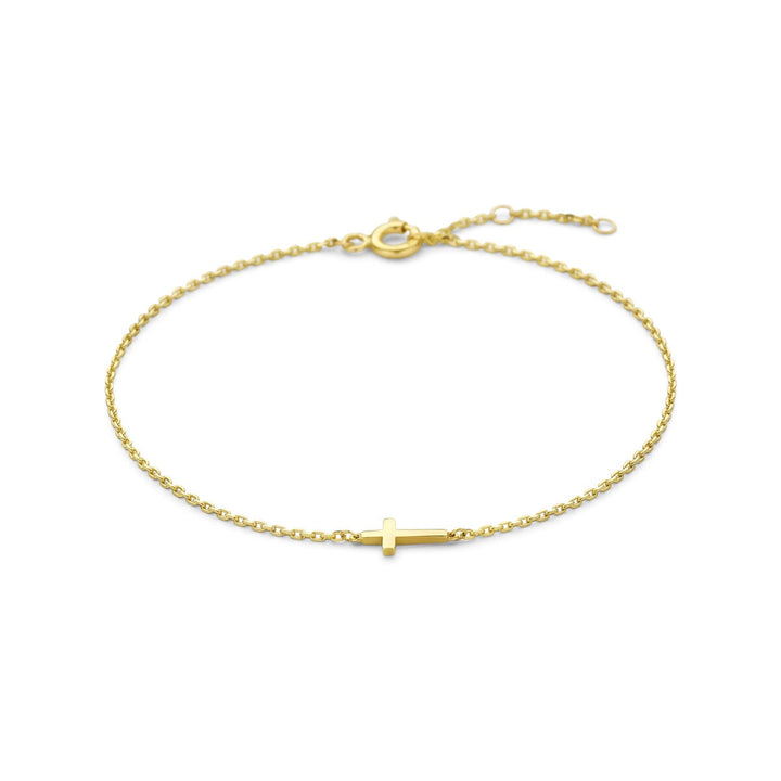 14k Geelgouden armband met kruisje