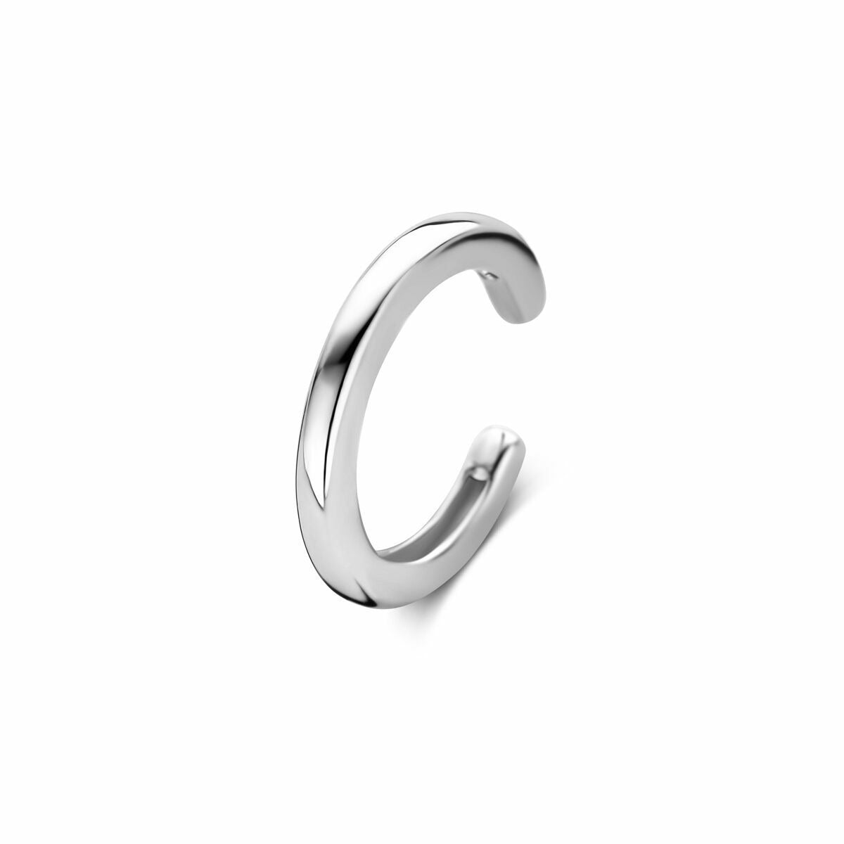 Gerhodinierter 925er Silber-Earcuff mit glatter, glänzender Oberfläche und modernem Design