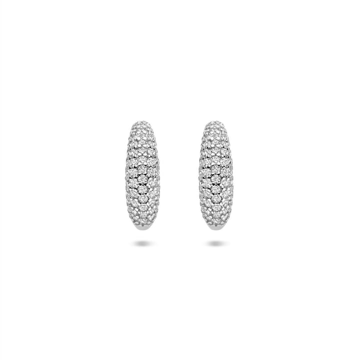 Zilveren stekeroorringen met zirkonia 14 mm