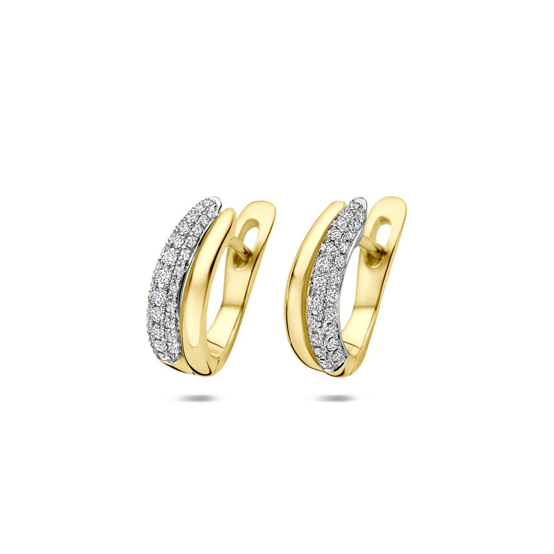 14k Bicolor gouden oorringen met diamant