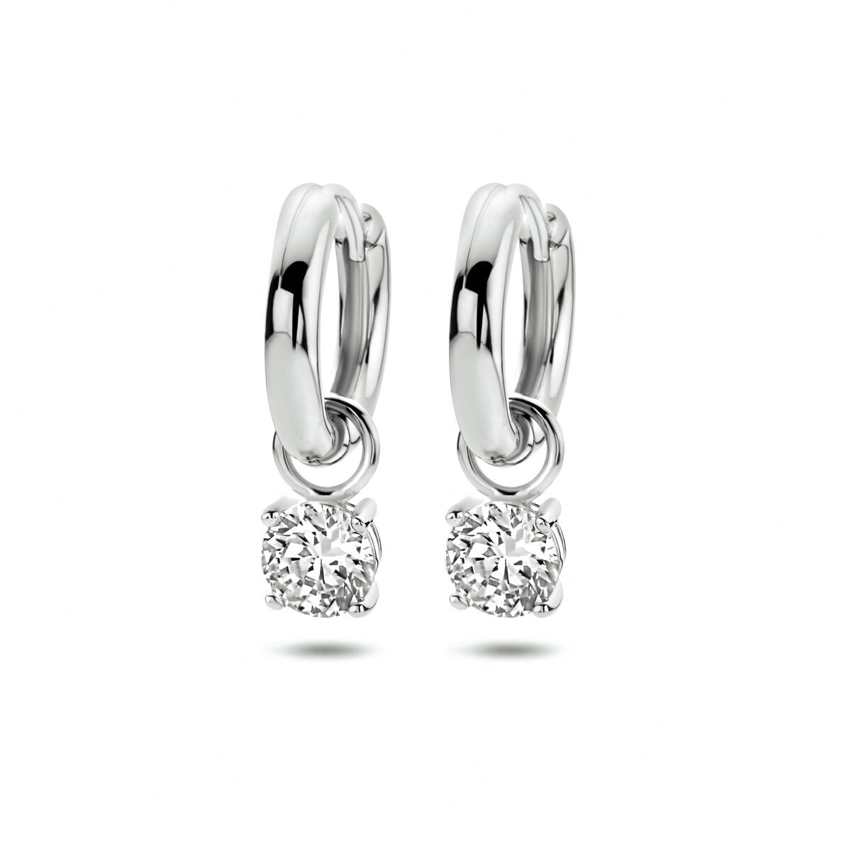Silberne Klapohringe aus rhodiniertem 925 Silber mit Zirkonia-Anhänger