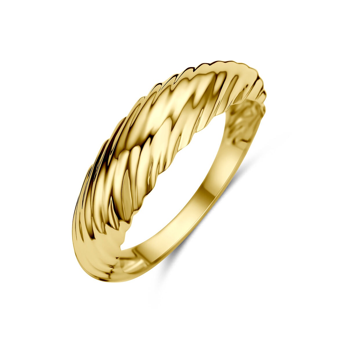 gedrehter Ring aus 9 Karat Gelbgold mit strukturiertem Design
