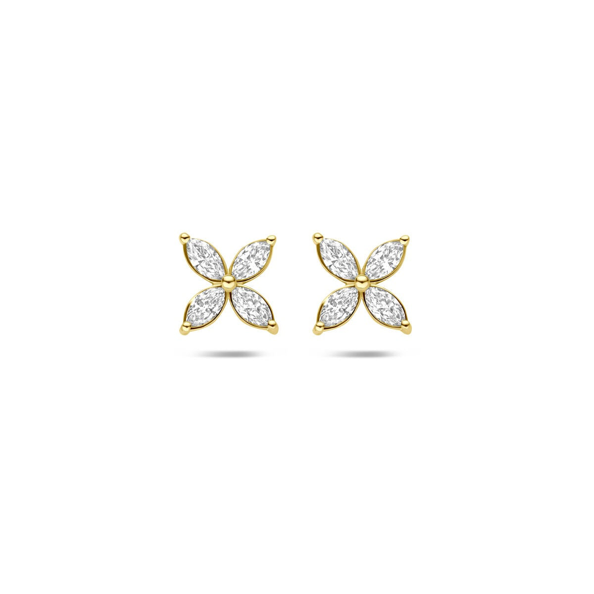 Ohrstecker aus 14k Gelbgold mit blühenden lab-grown Diamanten in Blumenform
