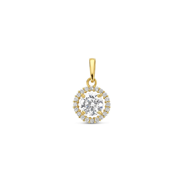 Anhänger Zirkonia Halo 14K Gelbgold