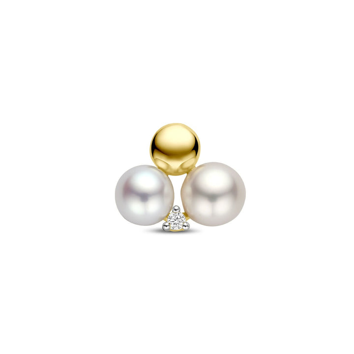 Gouden hanger met parel en diamant 14k 0.02ct h si 11 mm