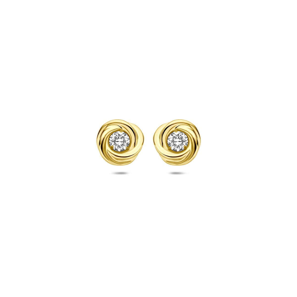 14k gelbgoldene Ohrstecker mit lab-grown Diamant in runder Fassung