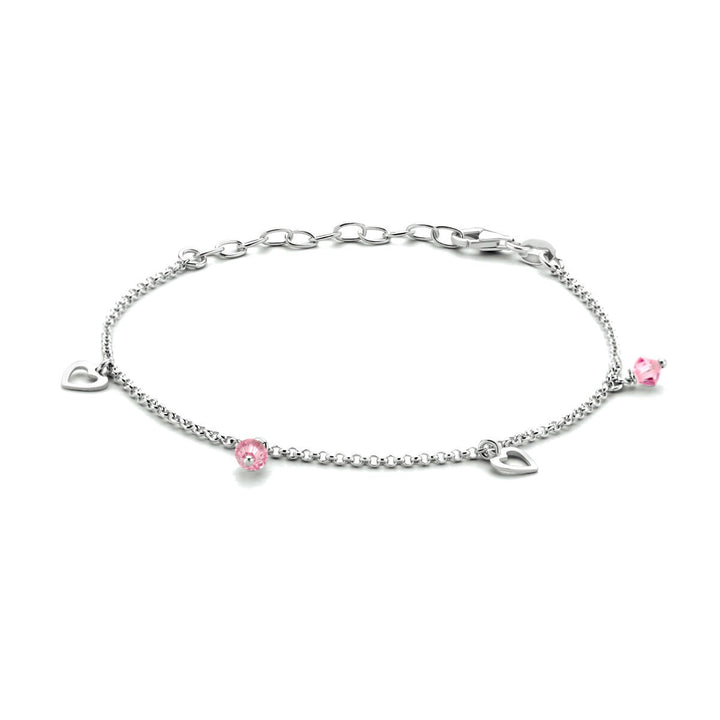 Fußkettchen Herzen 18 + 4 cm Silber rhodiniert