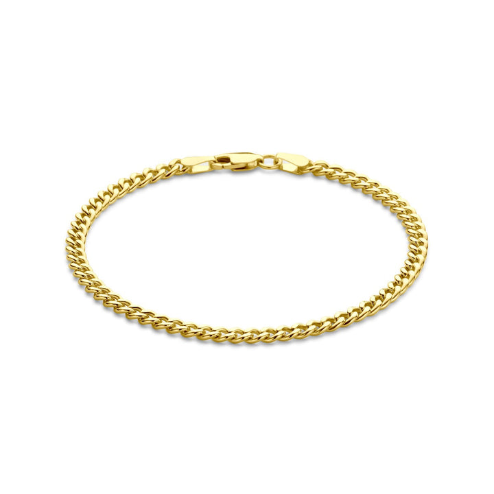 Geslepen gourmette armband– 14k geelgoud met zilverkern, 3.7 mm breed