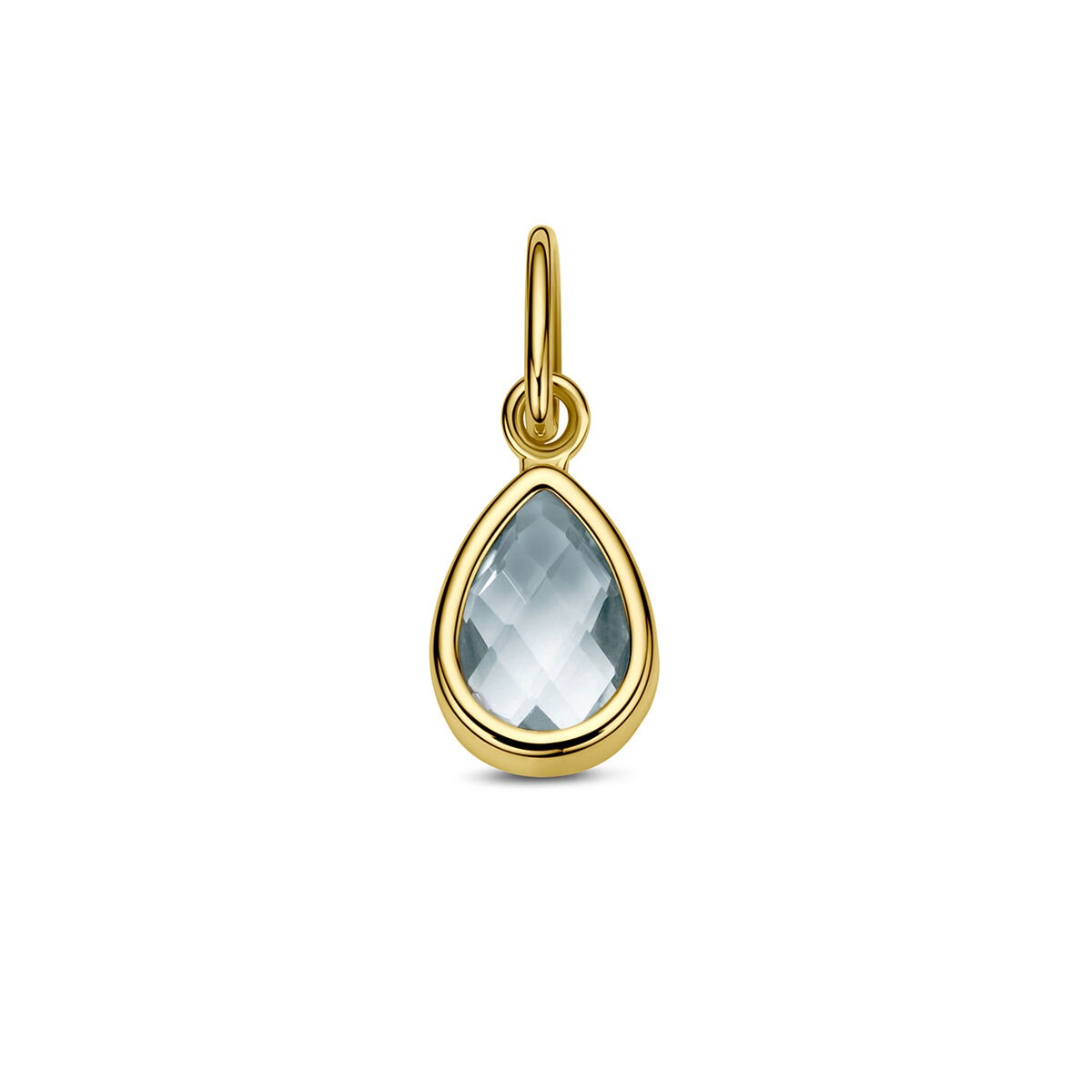 Hänger aus 9 Karat Gelbgold mit tropfenförmigem blauen Topas
