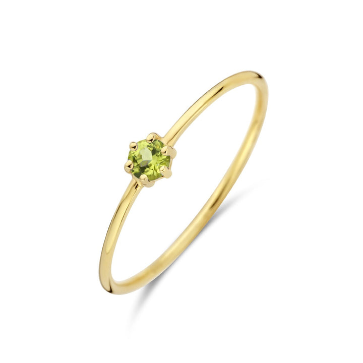 Ring mit Geburtsstein Peridot, 14. August, Gelbgold