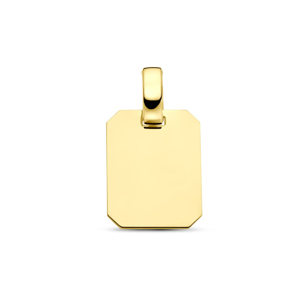 14k geelgouden graveerhanger – rechthoekige dameshanger met tijdloze eenvoud