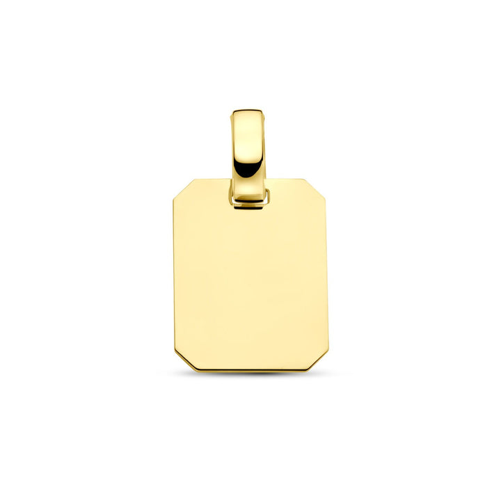 14k geelgouden graveerhanger – rechthoekige dameshanger met tijdloze eenvoud