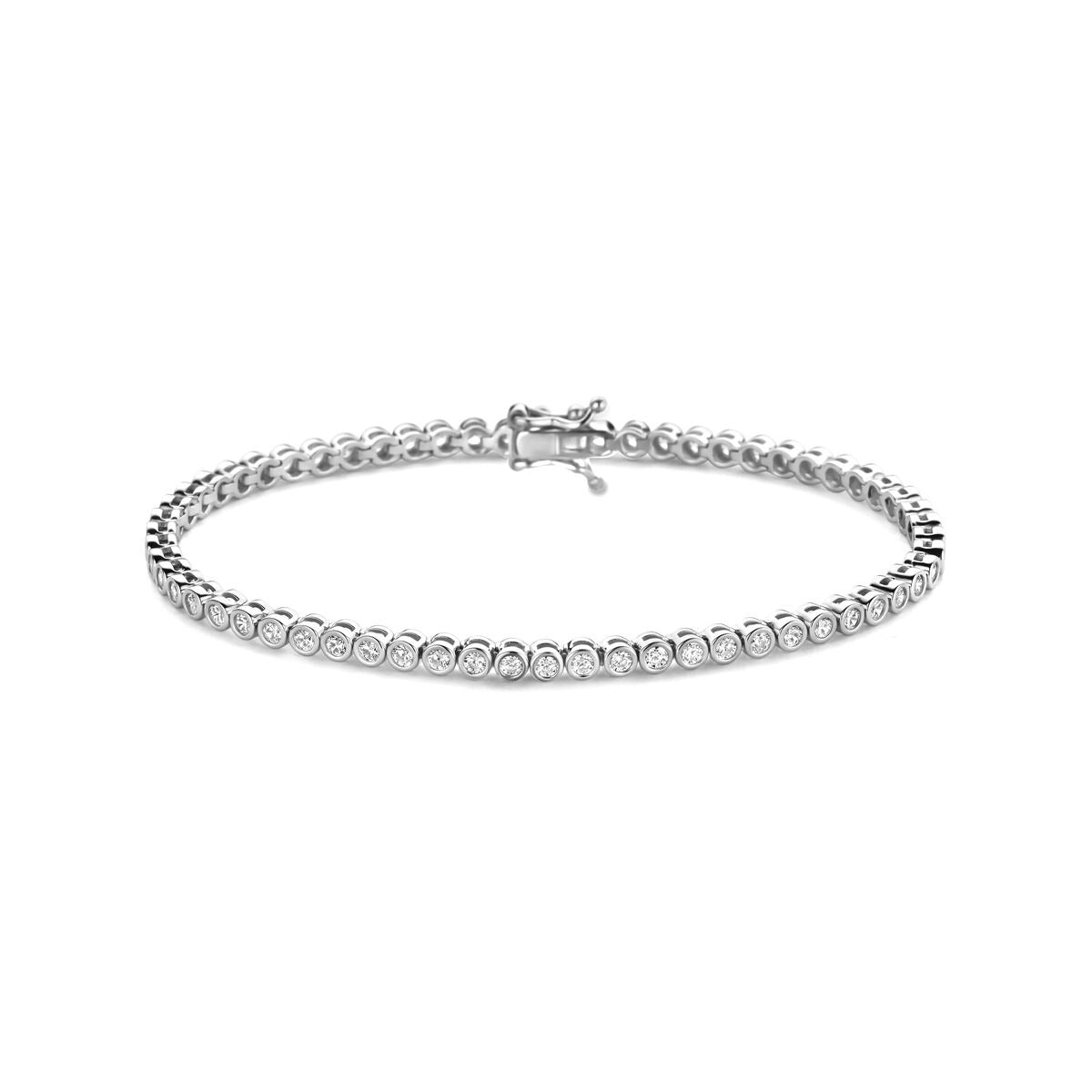 Silbernes Tennisarmband aus rhodiniertem 925 Silber mit Zirkonia-Steinen
