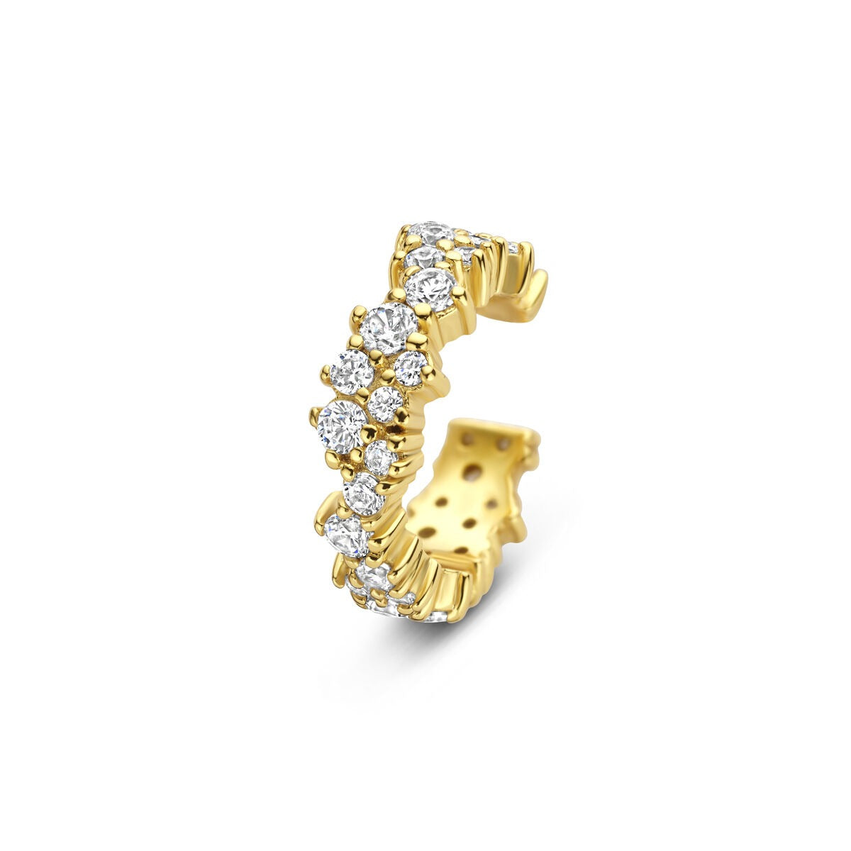 Vergoldeter Silber Ear Cuff mit Zirkonia, geschwungene Form und funkelnden Details