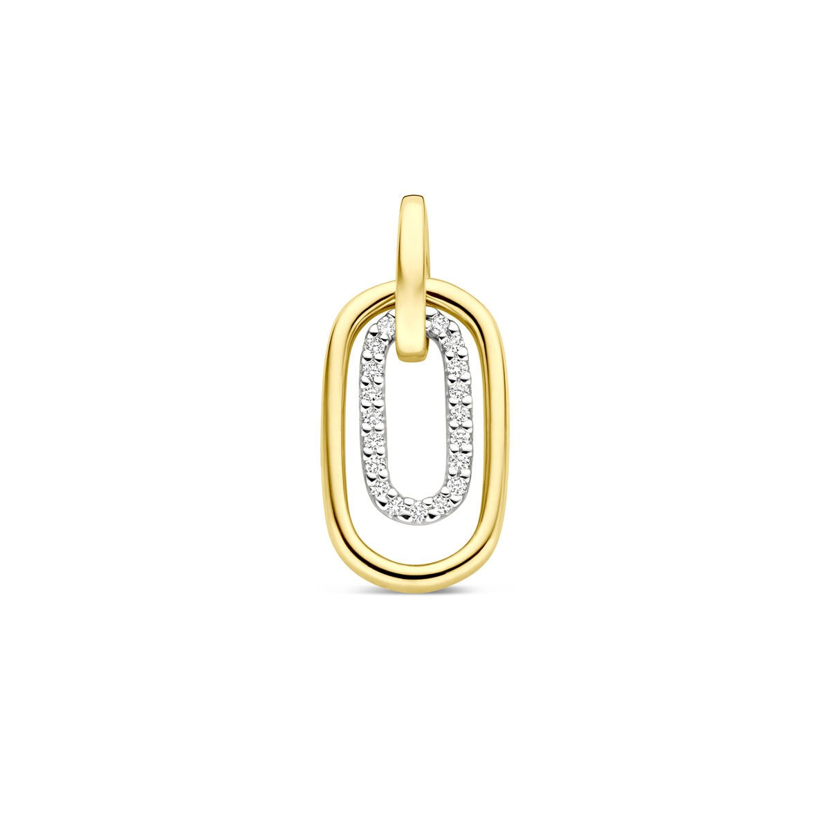 Bicolor Anhänger aus 14k Gelbgold und Weißgold mit 0,08 ct Diamanten