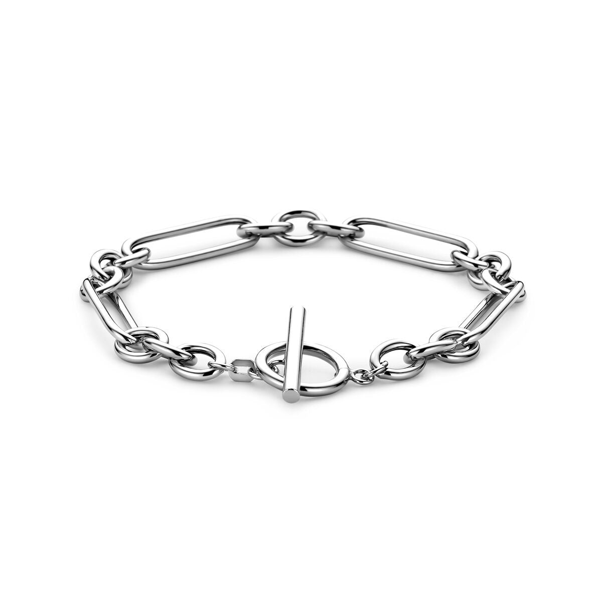 Gerhodineertes Silberarmband mit Ankerkettengliedern und T-förmigem Verschluss