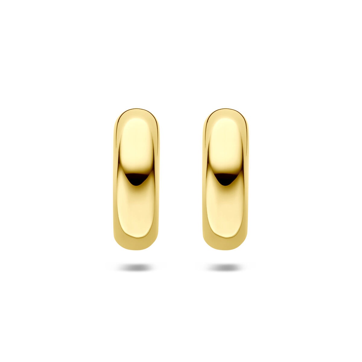 Stahl-Ohringe mit gelber PVD-Beschichtung, 31x10mm, glänzende Oberfläche und abgerundete Form