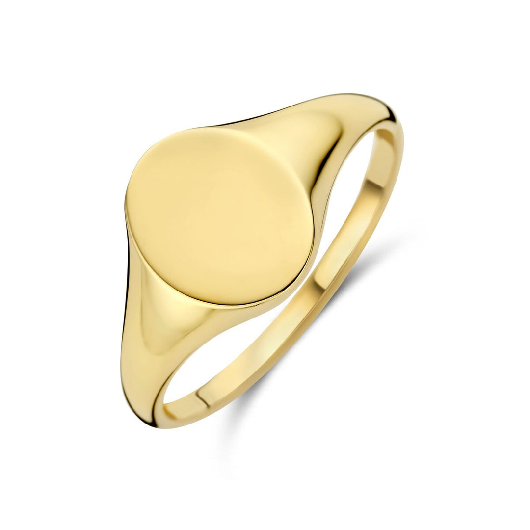 Graveer ring 9k geelgoud ovaal – Dames zegelring zonder steen