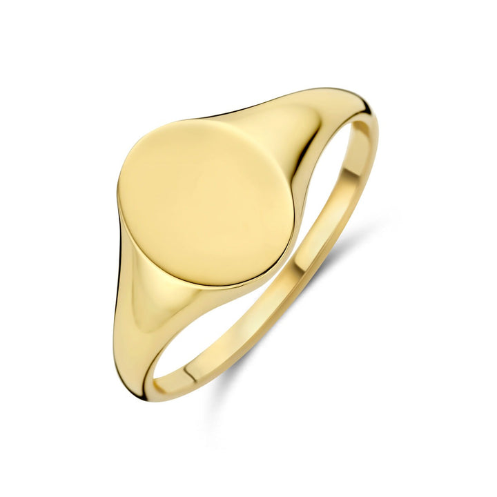 Graveer ring 9k geelgoud ovaal – Dames zegelring zonder steen