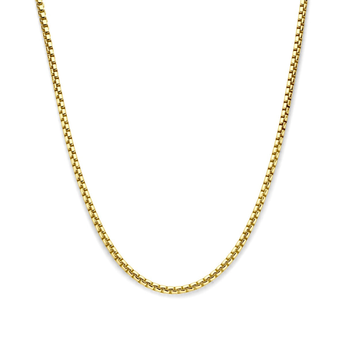 Damen Collier aus 14k Gold auf Silber, 45 cm lang, mit feiner, glatter Kettenstruktur