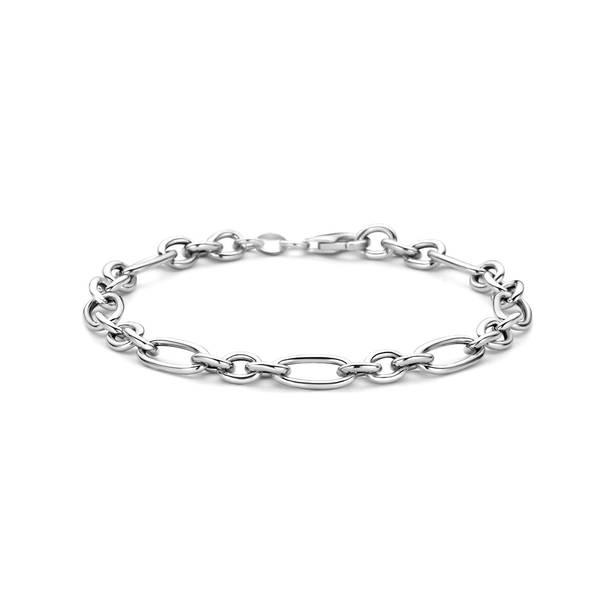 Gerhodinierte Silber-Ankerschakel-Armband mit ovalen und runden Gliedern