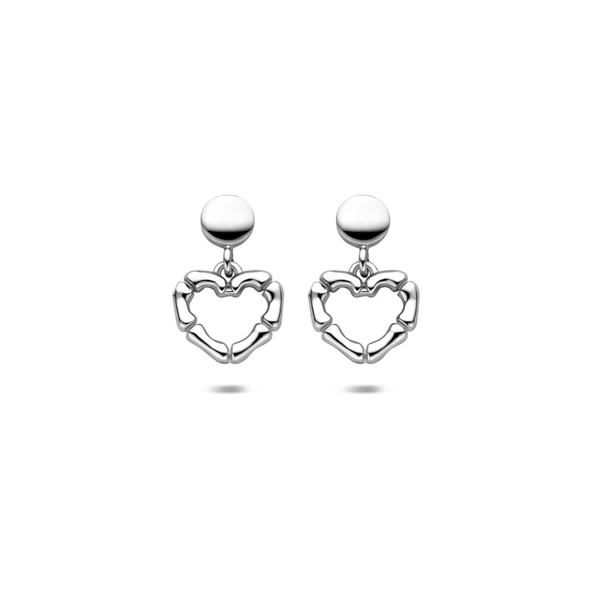 Ohrringe aus rhodiniertem 925 Silber mit herzförmigem Anhänger und einer Länge von 16,5 mm
